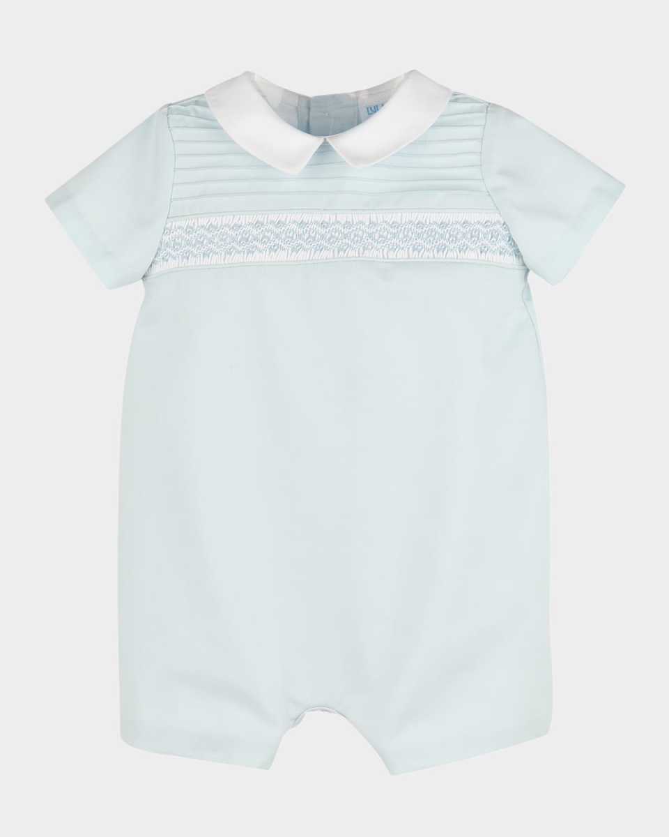 Boy's Smocked Cotton Bubble Romper, Size 6M-24